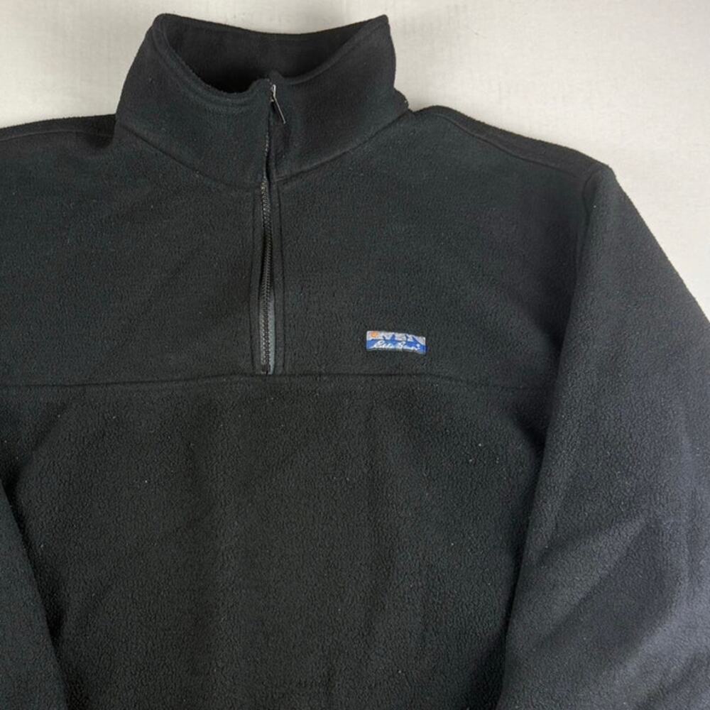 Vintage Eddie Bauer Black Quarter-Zip Fleece Jacket XL - Picture 2 of 8